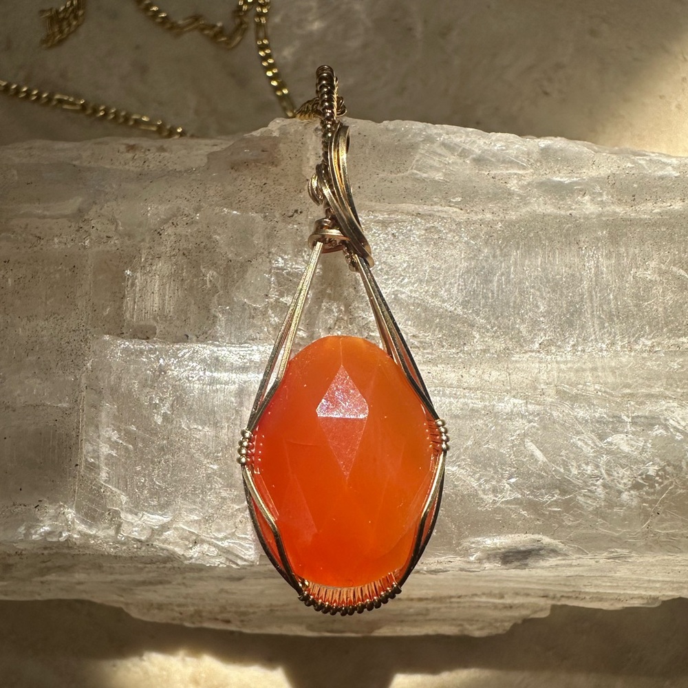 14k Gold Filled Carnelian Necklace Pendant